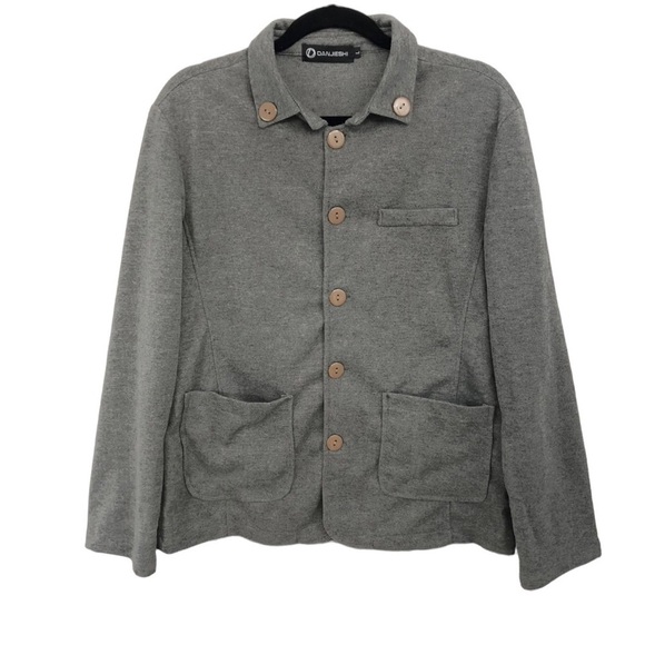 Danjieshi Women's Gray Brown Button Down Cardigan Sweater Collar Pockets Sz L - Picture 1 of 4